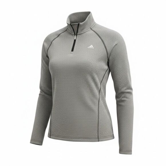 adidas Tops - Adidas Golf Women’s Gray Heather 1/4 Zip Textured Knit Pullover Sweater Sz M